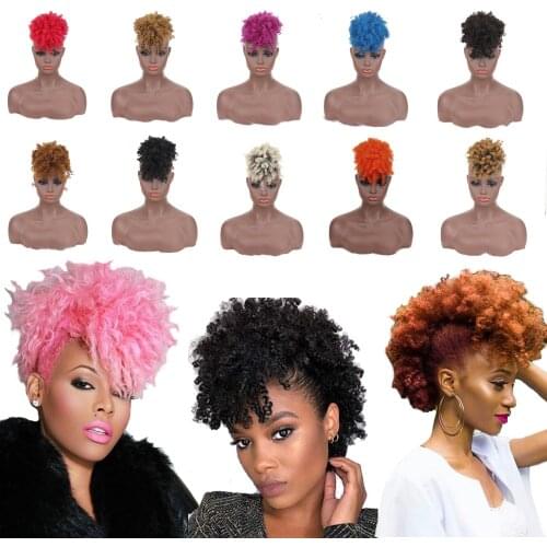 WEILAI Drawstring Afro Puff Bun Black African American Bun Hair Fluffy Yake Hair Accessories Afro Kinky Hair