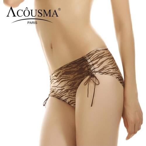 ACOUSMA Sexy Hot Panty Lingerie Zebra pattern Bandage Side Ultra Thin Soft Seamless Panties Transparent Underwear Women Briefs