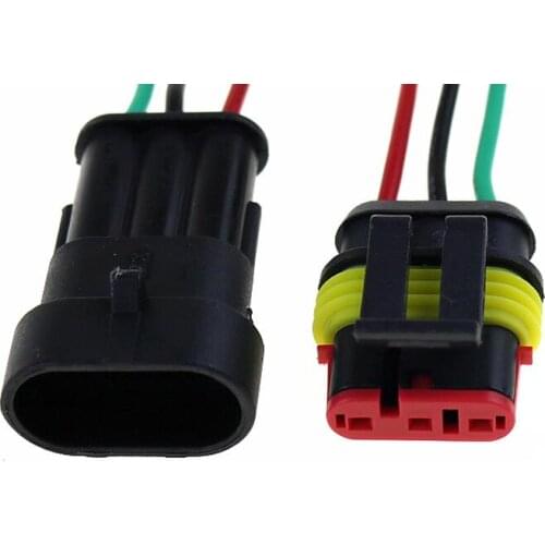 1 Kit 3 Pin 3 Way Automobile waterproof connector, AMP plug, socket, male and female waterproof connector, wire connector