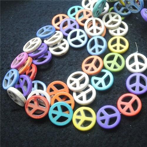 28pcs howlite turquoise beads keep peach singn for bracelet making size 15mm diy wholesale beads loose beads factory selling