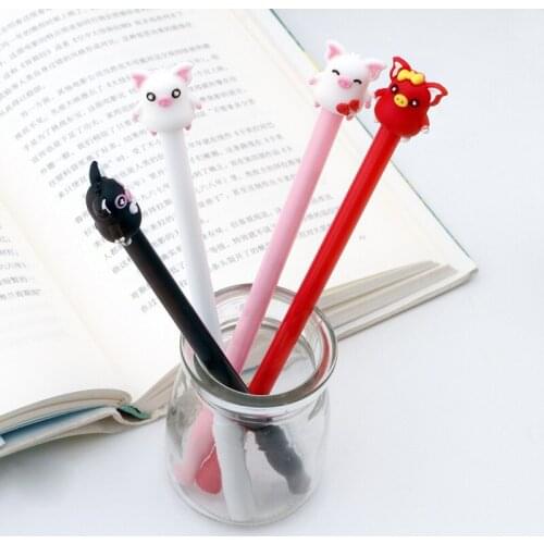 20 Pcs Chinese and Korean Students Cartoon Water Teen Heart Piggy Neutral Kawaii School Supplies Pens for Writing