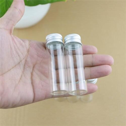 24pcs 22*70mm 15ml Small Glass Vials Bottle Silver Screw Cap Mini Test Tube Jar Spices Small Jars Container Transparent Bottle