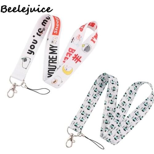 24pcs Cartoon Lovely Sheep Keychain Lanyards Id Badge Holder ID Card Pass Gym Mobile Phone Badge Holder Strap Webbings Ribbons