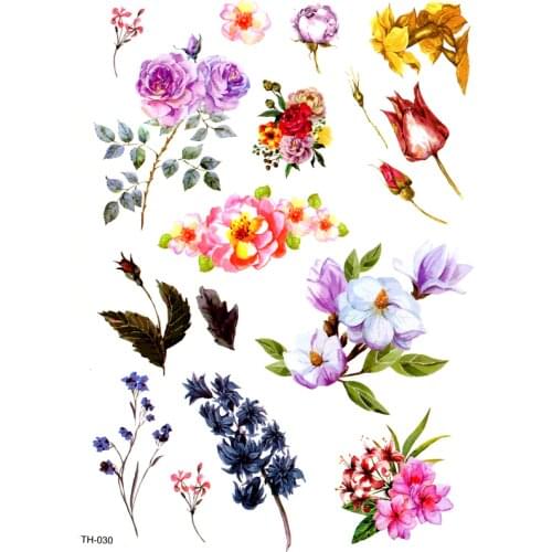 5pcs Flowers Waterproof Temporary Tattoos Men Fake Tattoo Tatuagem Tatoo Temporary stickers tatouage temporaire femme