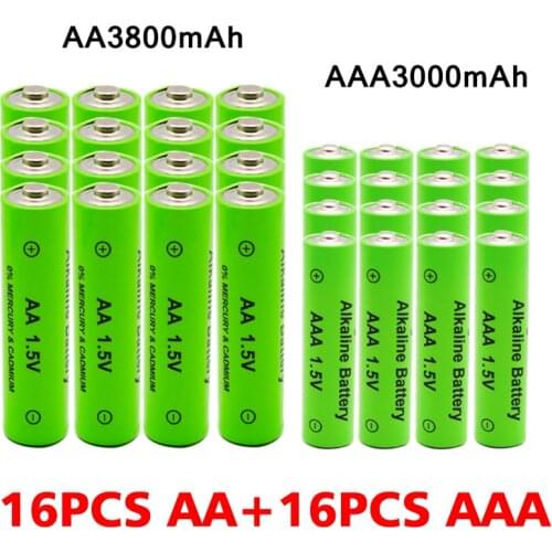 Aa 1.5 v 3800 mah / aaa 1.5 v 3000 mah rechargeable alkaline battery flashlight toys watch mp3 player replace ni-mh battery