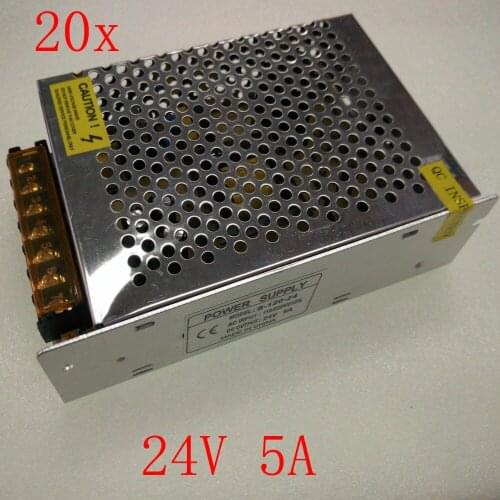 FREE DHL 20pcs/lot DC24V 5A 120W LED Switching Power Supply Transformer,Input AC110V/220V for LED strip light,2 years warranty