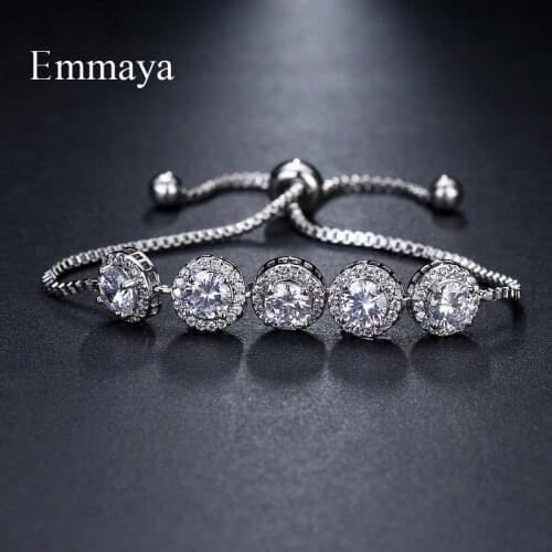 Emmaya Brand Charm Classic AAA Cubic Zircon Three Colors Roundel Adjustable Bracelets For Woman Wedding Party Birthday Gift
