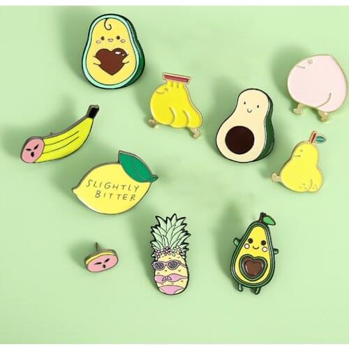 9 Pcs/Set Pin Lemon Banana Pin Avocado Pineapple Pear Peach BroochLapel Badge Cute Summer fruit Jewelry Gifts for children