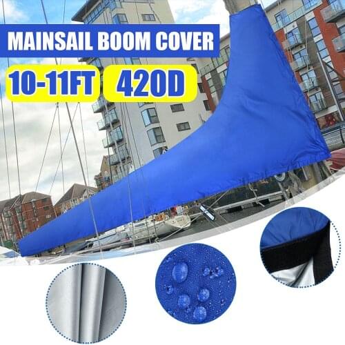8-9Ft 10-11Ft Sail Cover Mainsail Boom Boat Cover 420D Waterproof Anti UV Wind Sunshade Cover Blue Boom Sail boat accessories