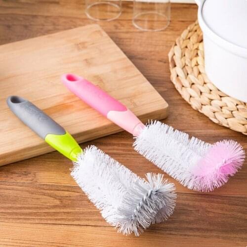 Pp handle colorful curved right angle brush, kitchen brush cleaner tool, for bottle, cup scrubbing, plate, pot, bowl washing