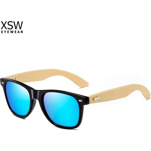 XSW Handmade Wood Sunglasses Men Women Square Bamboo Mirror Sun Glasses retro de sol masculino