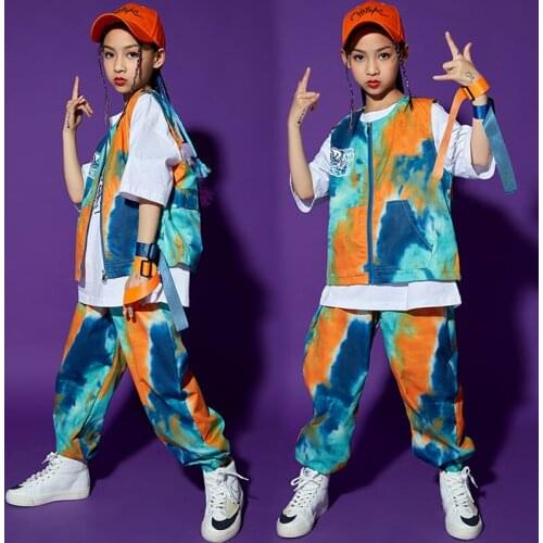 Kids Hip Hop Outfits Show Clothing Tops Tshirt Camo Jacket Vest Streetwear Cargo Pants for Girls Boys Jazz Dance Costume