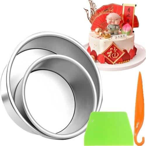 3PCS Round Cake Pan Set With Removable Bottom Aluminum Cake Mold DIY Mold Baking Tools Kitchen Accessories