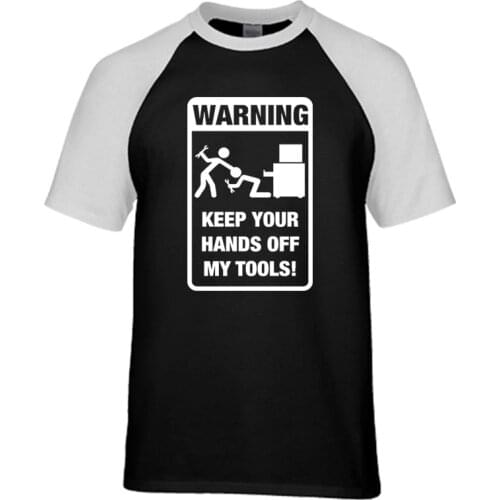 Tool Box Warning Sticker Funny Prank Graphic t shirt new summer 100% cotton high quality raglan men t-shirt casual top tees