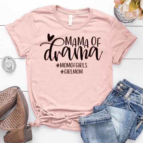 Mama of Drama Womens T-shirt Mommy Birthday Shirt Mothers Day Gift Tshirt Summer Crew Neck Cotton Graphic Funny Tee Top Outfit