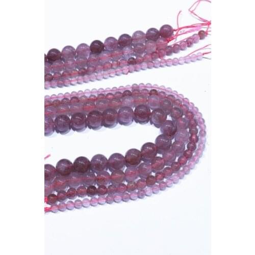 Strawberry Crystal Quartzs Natural Stone Round Spacer Beads For Jewelry Making Diy Fashion Beads Jewellery 6 8 10mm 15inches
