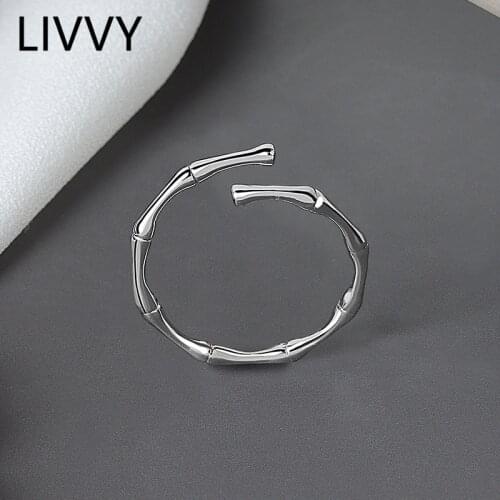 LIVVY Silver Color Fashion Round Shape Silver Ring Open Finger Ring For Women Party Jewelry Gift 2021 Trend