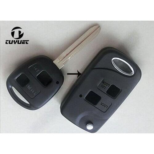 Tuyuet Modified Flip Folding Remote Key Shell 2 Buttons Blank Key Case for Toyota Ville Prado Kami