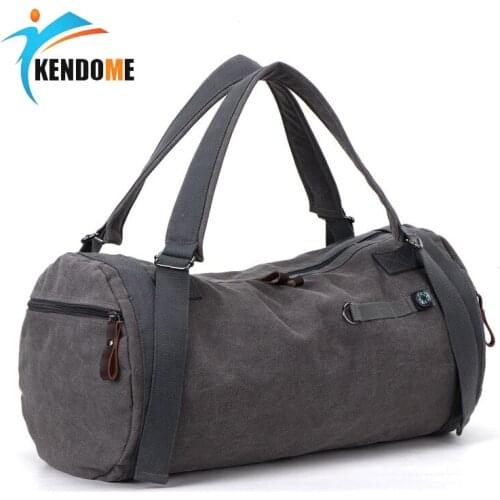 Men Sport Fitness Bags Large Sport Gym Backpack Canvas Bucket Bag Multi-functional Outdoor Compass Travel Bag