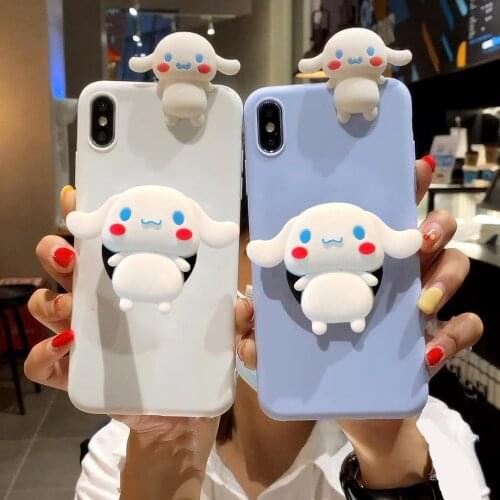 Cute Cartoon Dog Holder Stand Soft Case For Samsung Galaxy S20FE S8 S9 S10 S20 S21 Plus Note 8 9 10 20 Ultra A6 A8 A9 A7 2018