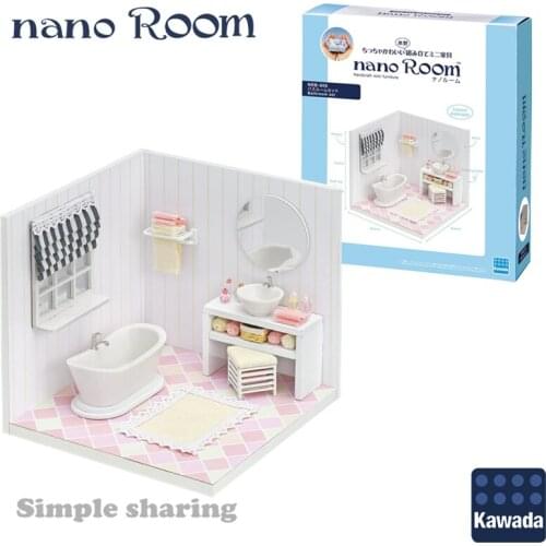 Nano Room Handmade Miniature Furniture NanoRoom NRB-009 Bathroom Set DIY Fabric Decoration Wooden White Bathtub Dressing Table