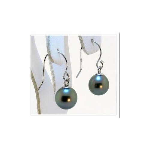 New Arrival Favorite Pearl Store AAA 8mm Dark Gray Tahitian Pearl Drop Earring 14k White Gold Classic Pearl Jewelry Lady Gift