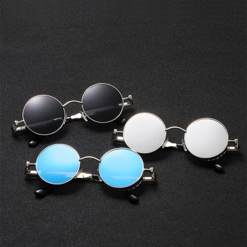 Classic Gothic Steampunk Style Round Sunglasses Men Women Brand Designer Retro Round Metal Frame Colorful Lens Sun Glasses