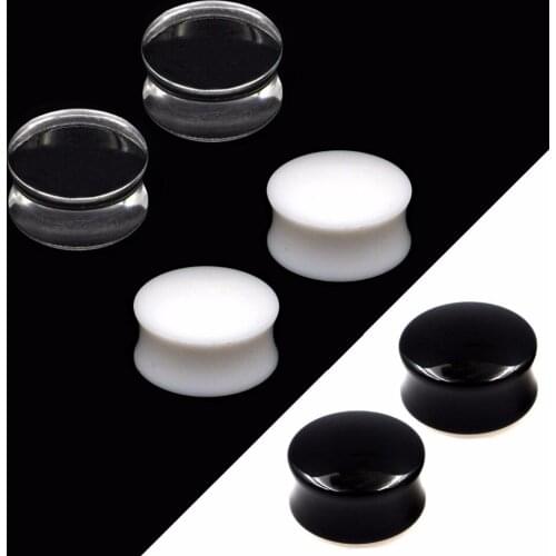 Wholesale Acrylic Blank Saddle Ear Gauge Plugs Flesh Tunnel Stretcher Piercing Black White Clear Body Piercing Jewelry