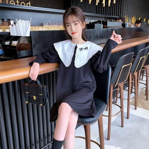 Girls Dress Children Clothing Spring Autumn Long Sleeve Bowtie Princess Dress Elegant Kids Dresses for Girl 4 6 8 10 12 14Years