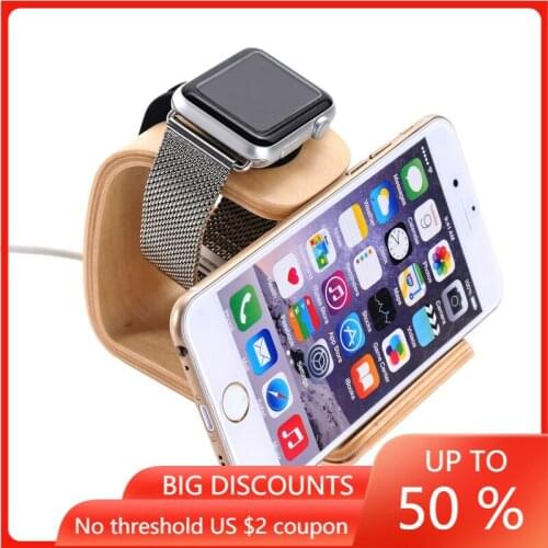 Applicable To AppleWatch Stand Watch Mobile Phone Display Stand Wooden Applicable To Watch Charging Base Applicable Phone Holder