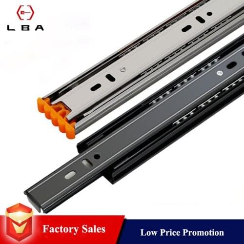Drawer Flush Slides Decorative Furniture Stainless Steel 25cm-50cm Three-section Drawer Slides Buffer Damper Rails Hardware