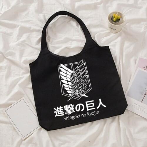 Attack on titan Shopping Bag Graphic Tote Harajuku shingeki No Kyojin Shopper Bag Women Canvas Shoulder Bag Eco Large-capacity