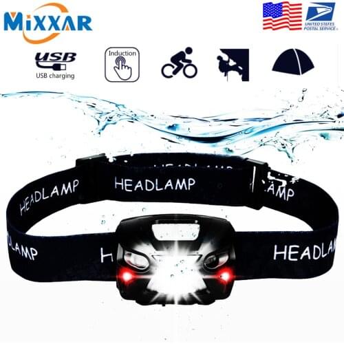 ZK20 Dropshipping Mini USB Rechargeable LED Headlamp Sensor Headlight for Camping Portable EDC Torch Lights