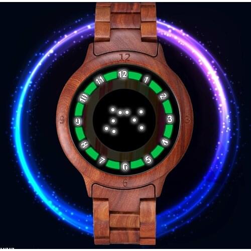 LED Light Starry Sky Mens Wooden Bangle Wristwatch Digital Men Stylish Wood Watch New Arrival 2021 Electronic Women Watch