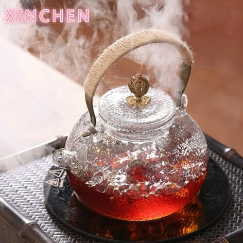 700ml Heat Resistant Borosilica Glass Teapot With Copper Handle Lid Japanese Style Heated Container Coffee Tea Maker Pot