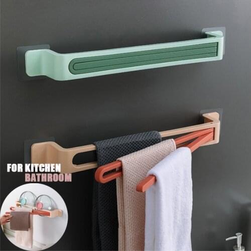 Bathroom Kitchen Towel Rack Wall Mounted Foldable Plastic High Quality Towel Rack Hanger Bathroom Kitchen Cabinet Cupboard Rack