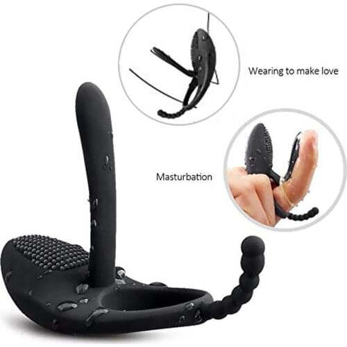 Vibrating Ring Penis Strapon Dildo Vibrator Female Anal Vagina Clitoris Stimulator Sex Toys For Adult Man Woman Couples Massager