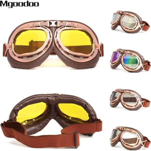 Anqtiue Retro Motorcycle Goggles Glasses Vintage Moto Classic Goggles for Motorcycle Steampunk ATV Bike Copper Helmet