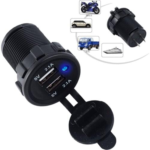 Waterproof Dual USB Boat Motorcycle Car Charger Power Adapter Socket 5V 2.1A For iPhone ipad Samsung LG Mobile GPS Tablet PC