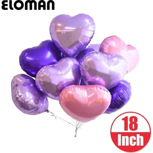 ELOMAN 50PCS/lot 18inch gold silver heart foil balloons for birthday party and wedding decor