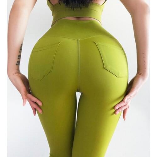 2020 Push Up The Hips Running Leggings Female High Waist Elastic Yoga Pants Tight Gym Fitness Dance Leggings With Pocket