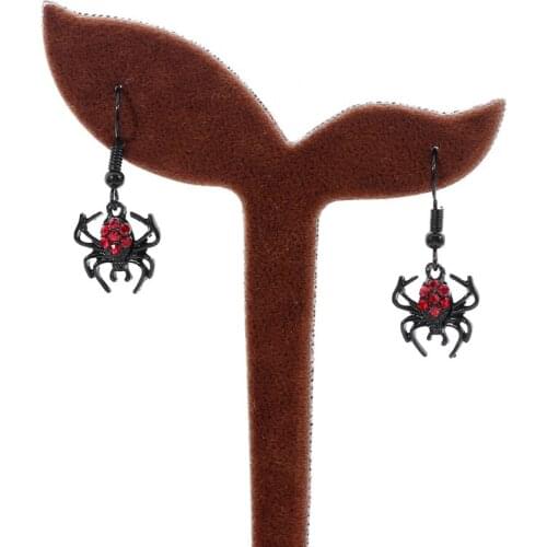 Halloween Jewelry Accessories Austrian Crystal Vivid Spider Web Cool Animal Necklace Earring Set for Women Girls