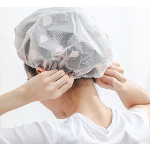 1Pcs Waterproof Shower Cap Adult Female Bath Hair Cover Shower Head Cover Hat Hair Sets Anti-smoke Hair Cap Bathroom Products