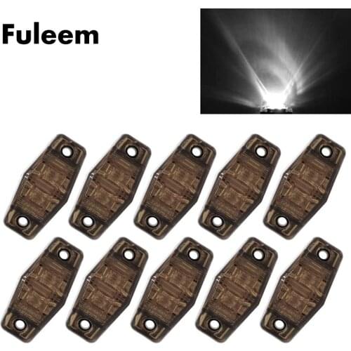 Fuleem 10PCS 2.5"inch LED Smoke Lens White Truck Trailer Surface Mount Clearance Side Marker Light Lamp 12V 24V Waterproof