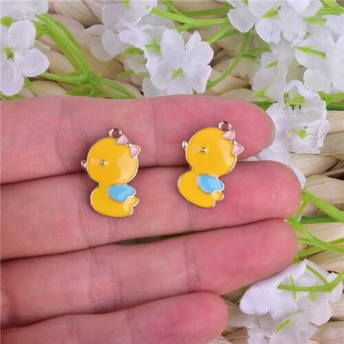 10pcs/pack Lovely Chicken Animal Metal Charms Earring keychain accessories