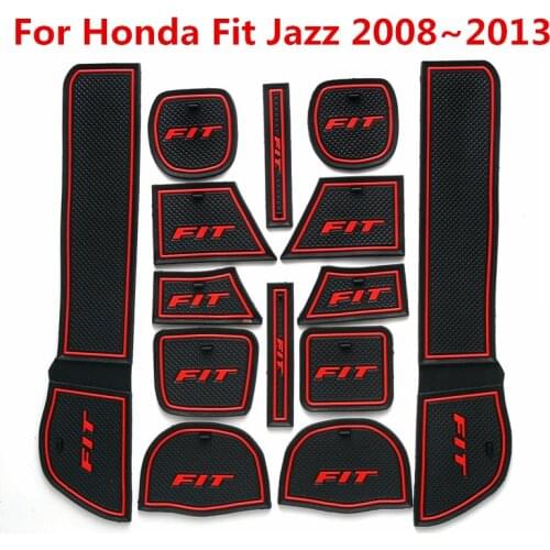 3D Rubber Mat For Honda Fit Jazz 2008~2013 Lnterior Anti Slip Mat Door Slot Pad Cup Cushion Groove Mat Car Accessories