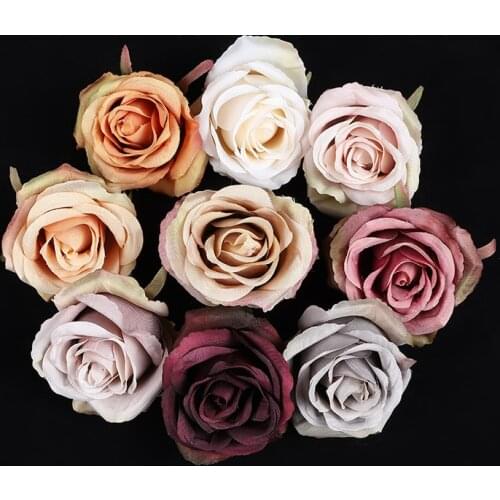50/100pcs Silk roses head Artificial flowers cheap diy gifts box Valentines Day present home decor wedding decorative flowers