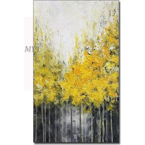 Abstract Gold Color 1 Panel Decorative Canvas Wall Art Handmade Oil Painting Abstract Tree Painting Canvas Art Modern Decor