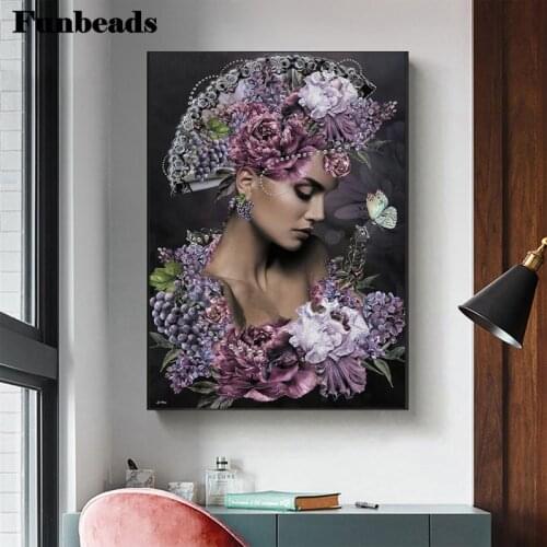 Diamond embroidery iris flower woman cross stitch Diy diamond painting sale European sexy beauty 3d picture of rhinestone FF482