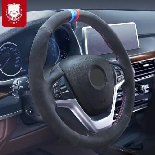 Car accessories Non-Slip Whole Suede steering wheel cover leather Hand stitch Comfortable For BMW GTX1X3X4X5X6&7 series